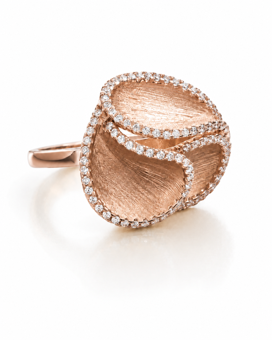Gilded Moment Sculptural Ring – S925 sterling silver, white background product view