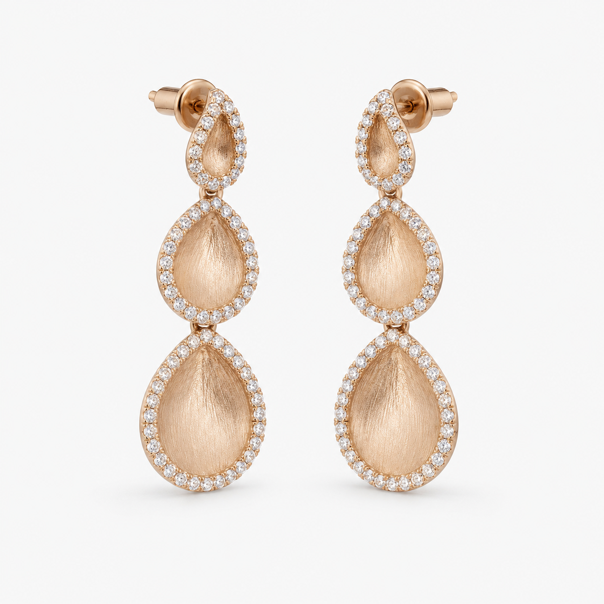Gilded Moment Triple-Drop Earrings – S925 sterling silver, white background product view