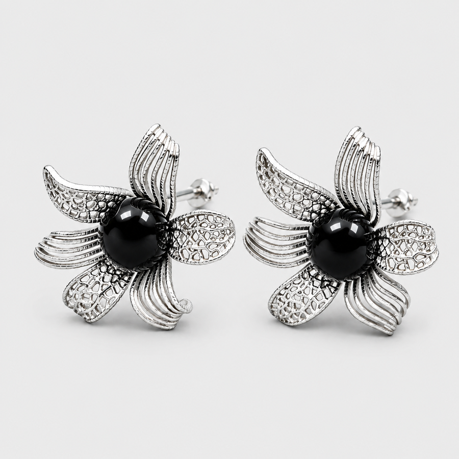 Noir Bloom Floral Earrings product view
