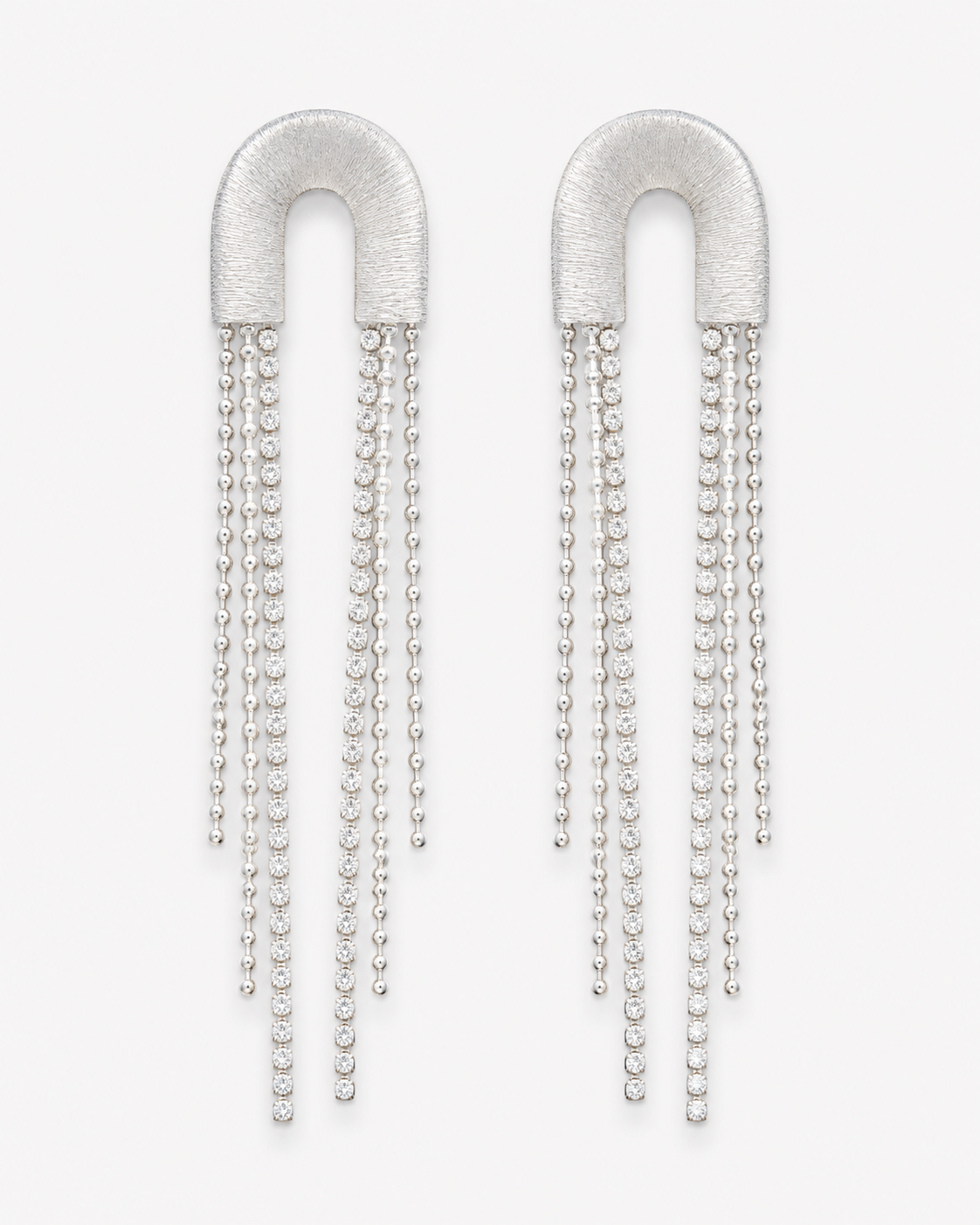 Flowing Thoughts Fringe Earrings – S925 sterling silver, white background product view