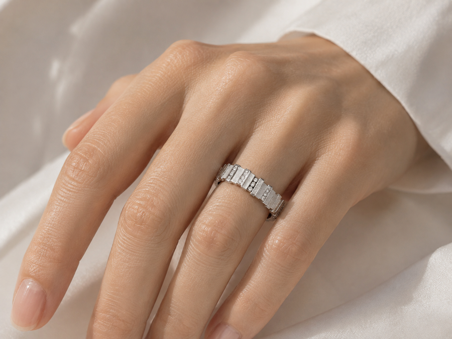 Essentials Geometric Open Ring worn view