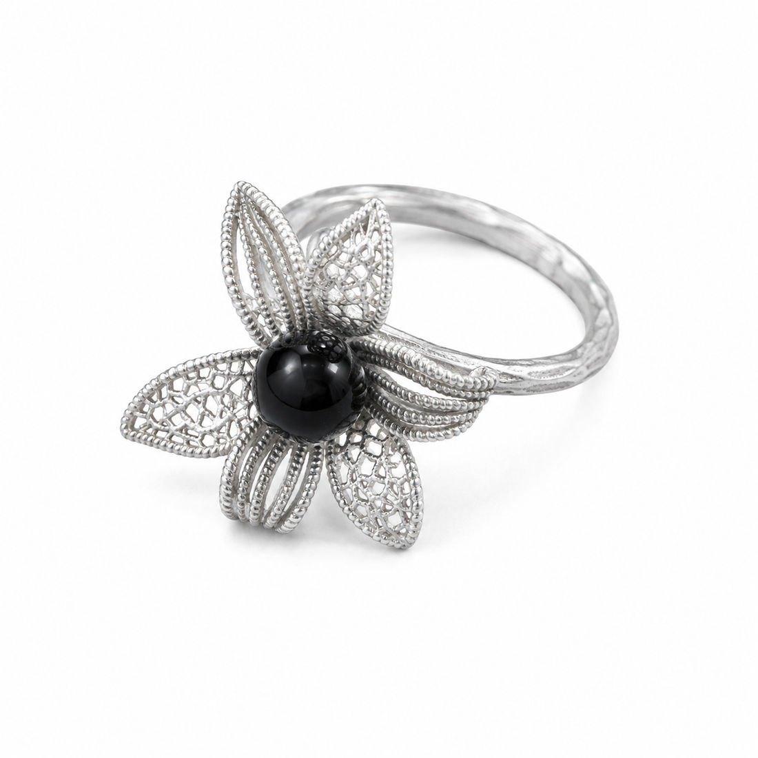 Noir Bloom Floral Ring product view