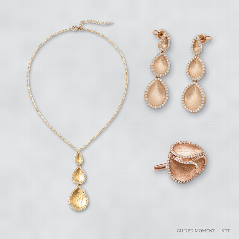 Gilded Moment Jewelry Set – Ring, Earrings & Necklace
