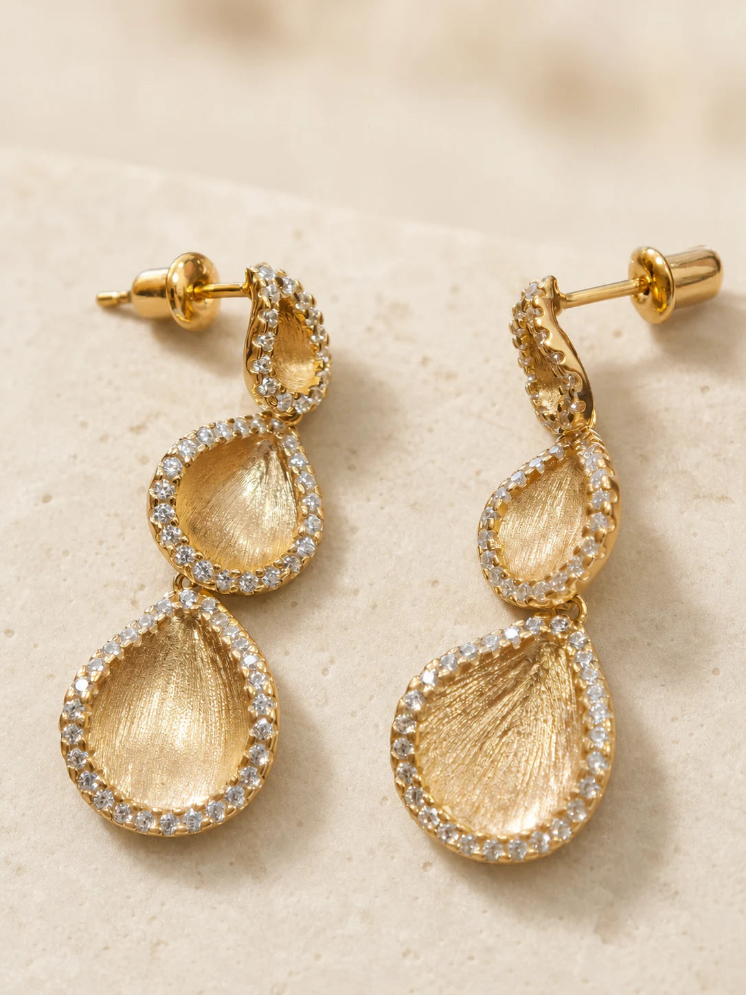 Gilded Moment triple-drop earrings