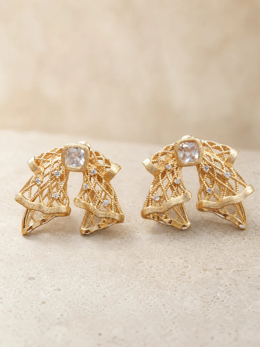 Silken Letter gold-toned sculptural earrings