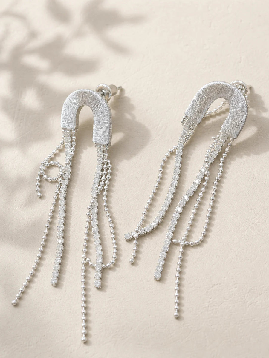 Flowing Thoughts sterling silver fringe earrings