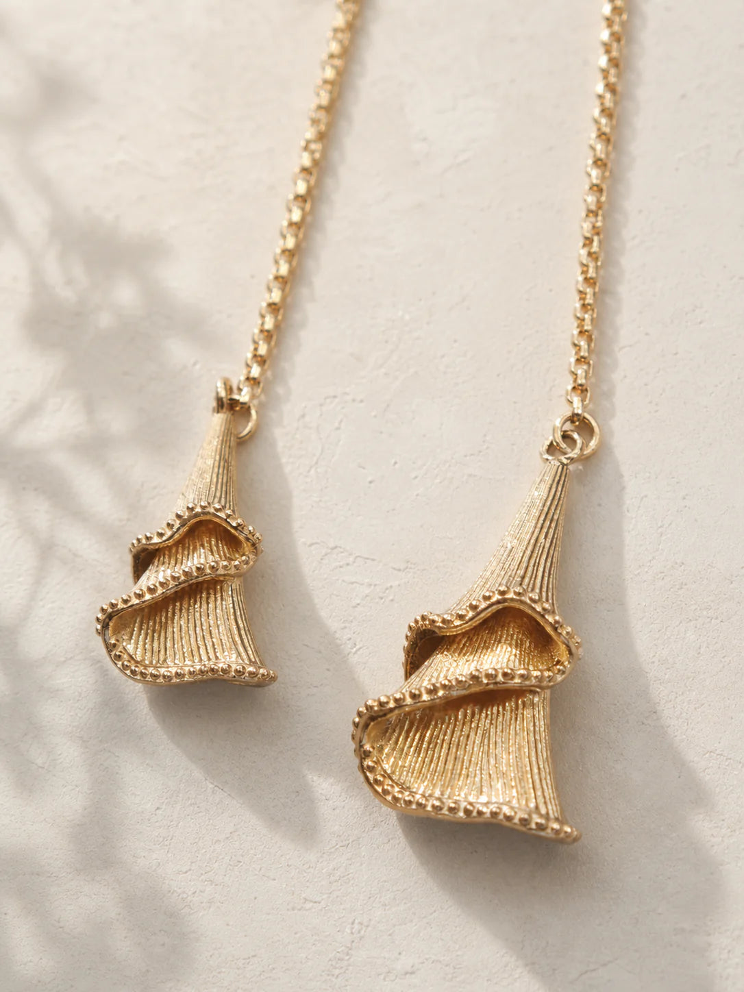 Ginkgo Waltz double-drop necklace in gold