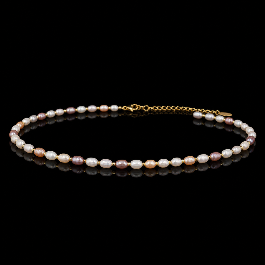 Pink Rice Pearl Necklace