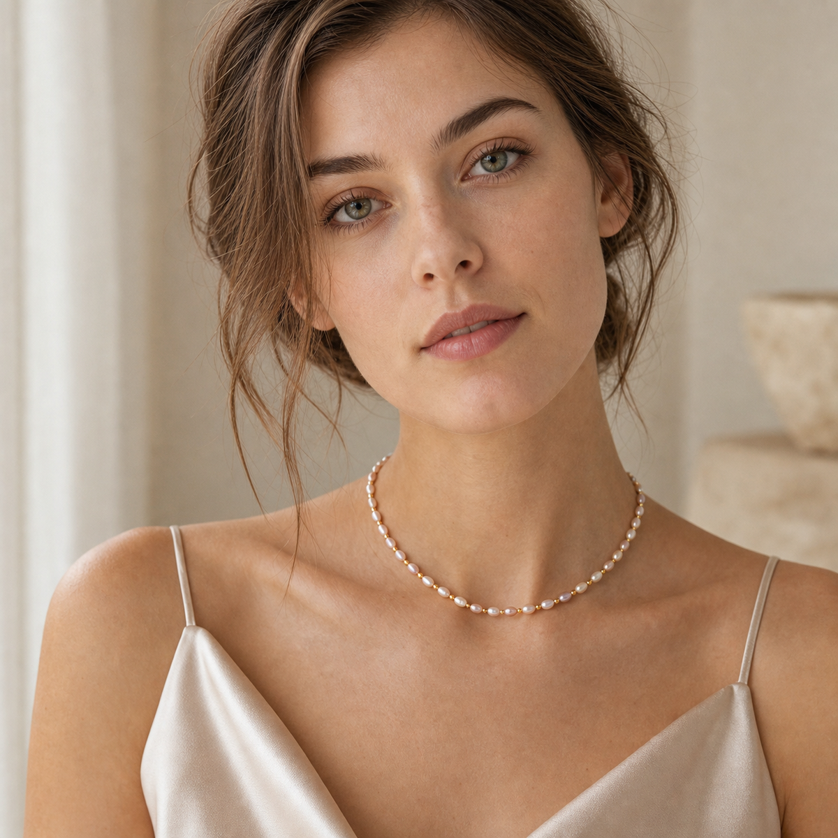 Pink Rice Pearl Necklace