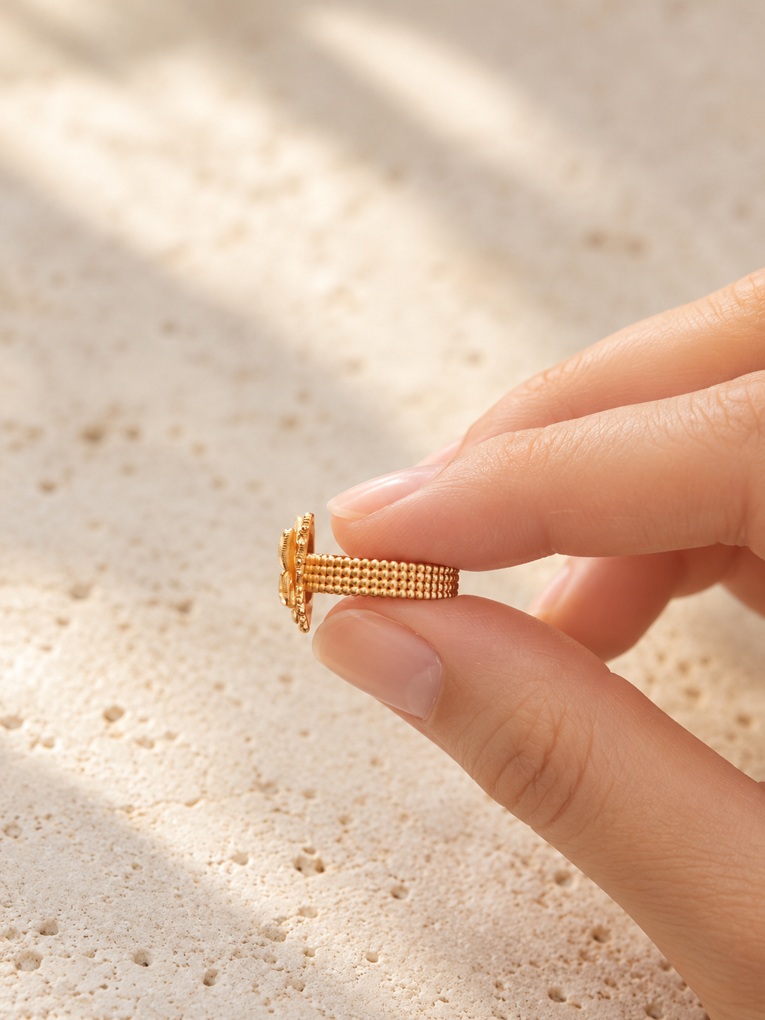Butterfly Lace Adjustable Ring – 925 sterling silver with 18K gold plating, butterfly lace design (view 3 of 4)