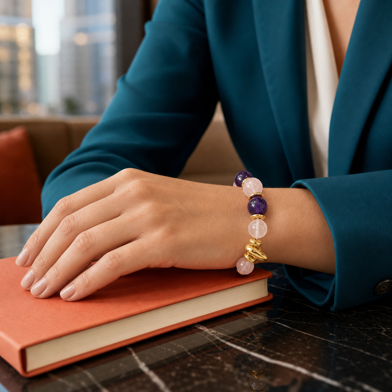 Amethyst Blush Charm Bracelet lifestyle scene
