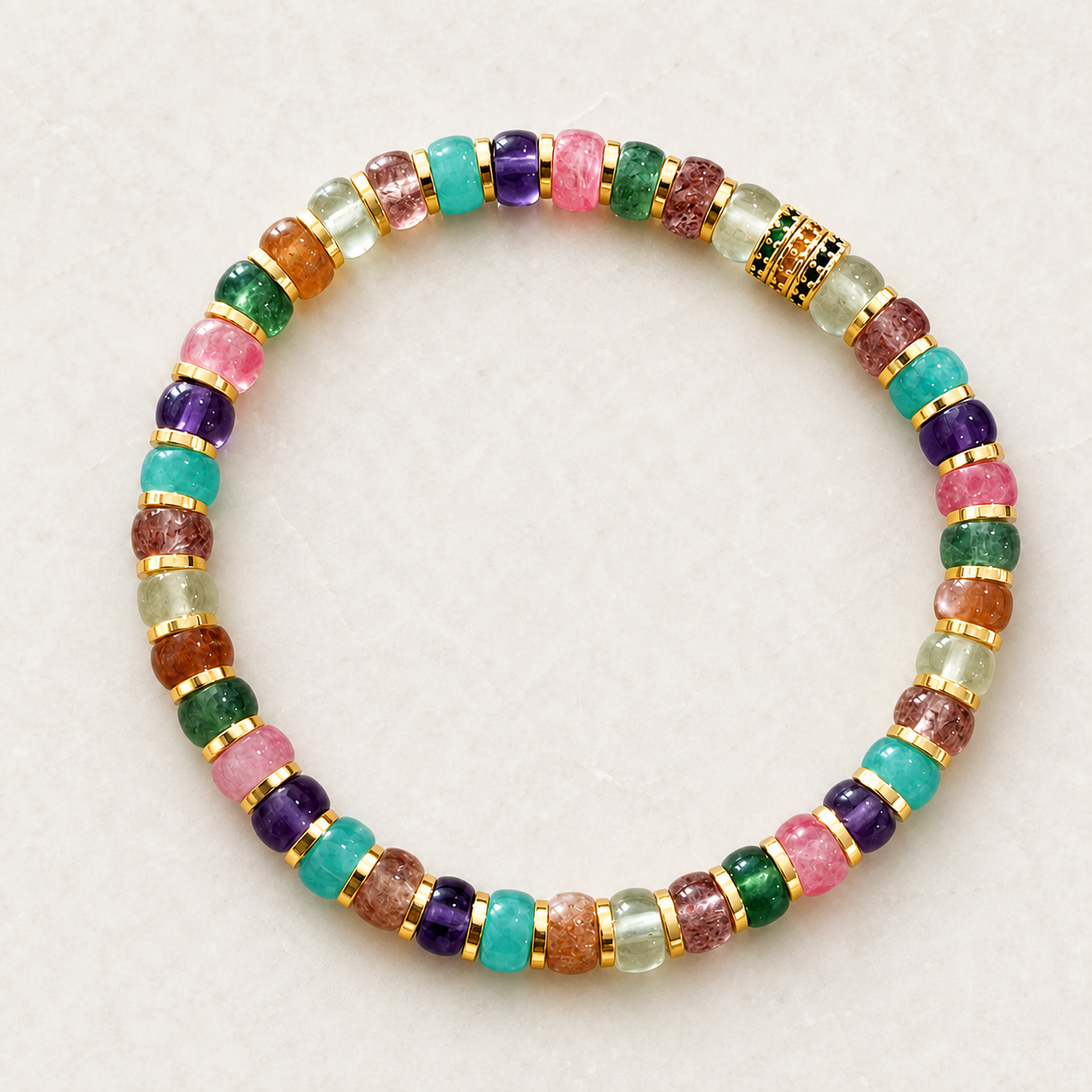 Color Square Bead Bracelet