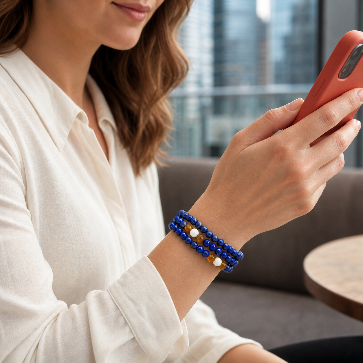 Deep Blue Wrap Bracelet lifestyle scene