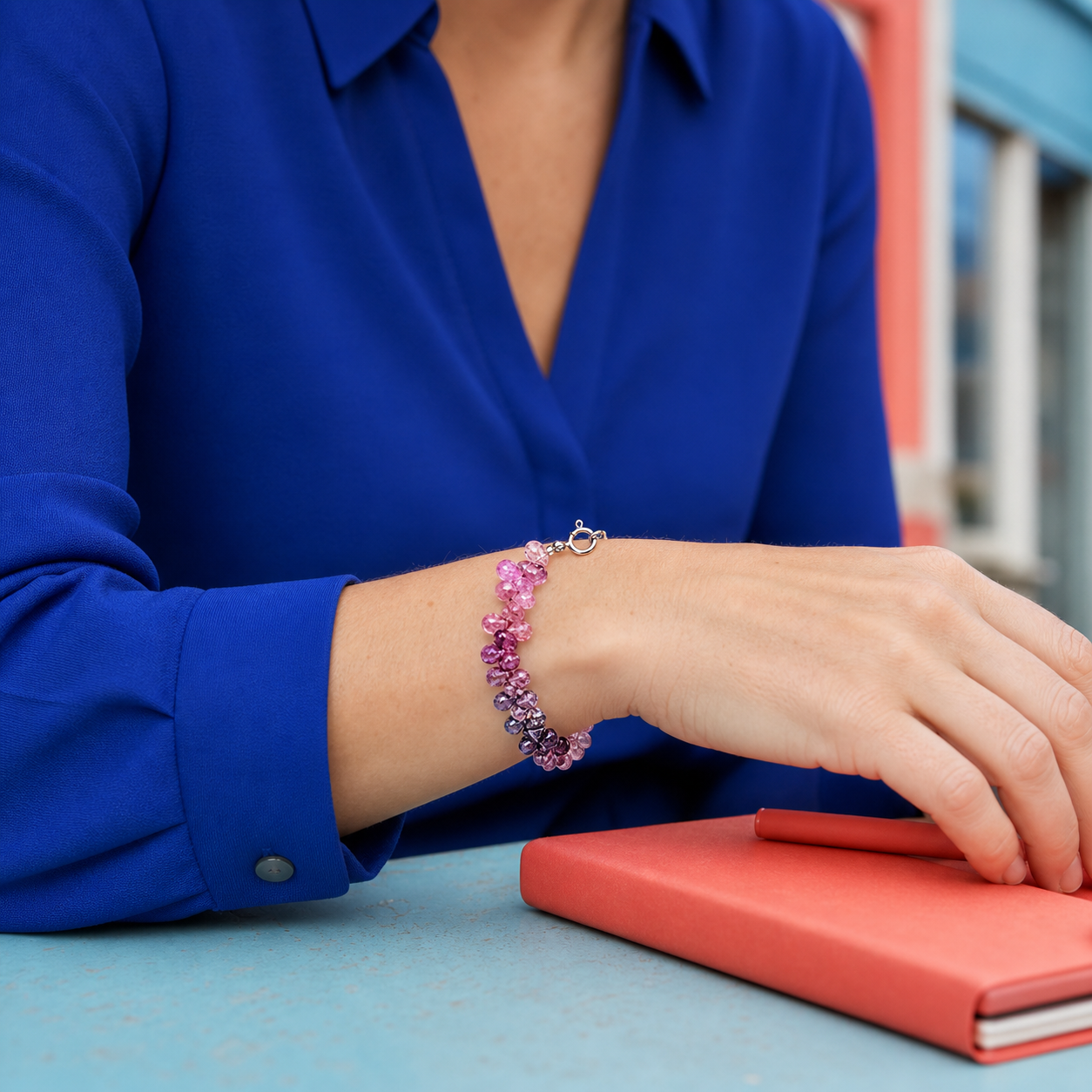 Rose Violet Teardrop Bracelet lifestyle scene