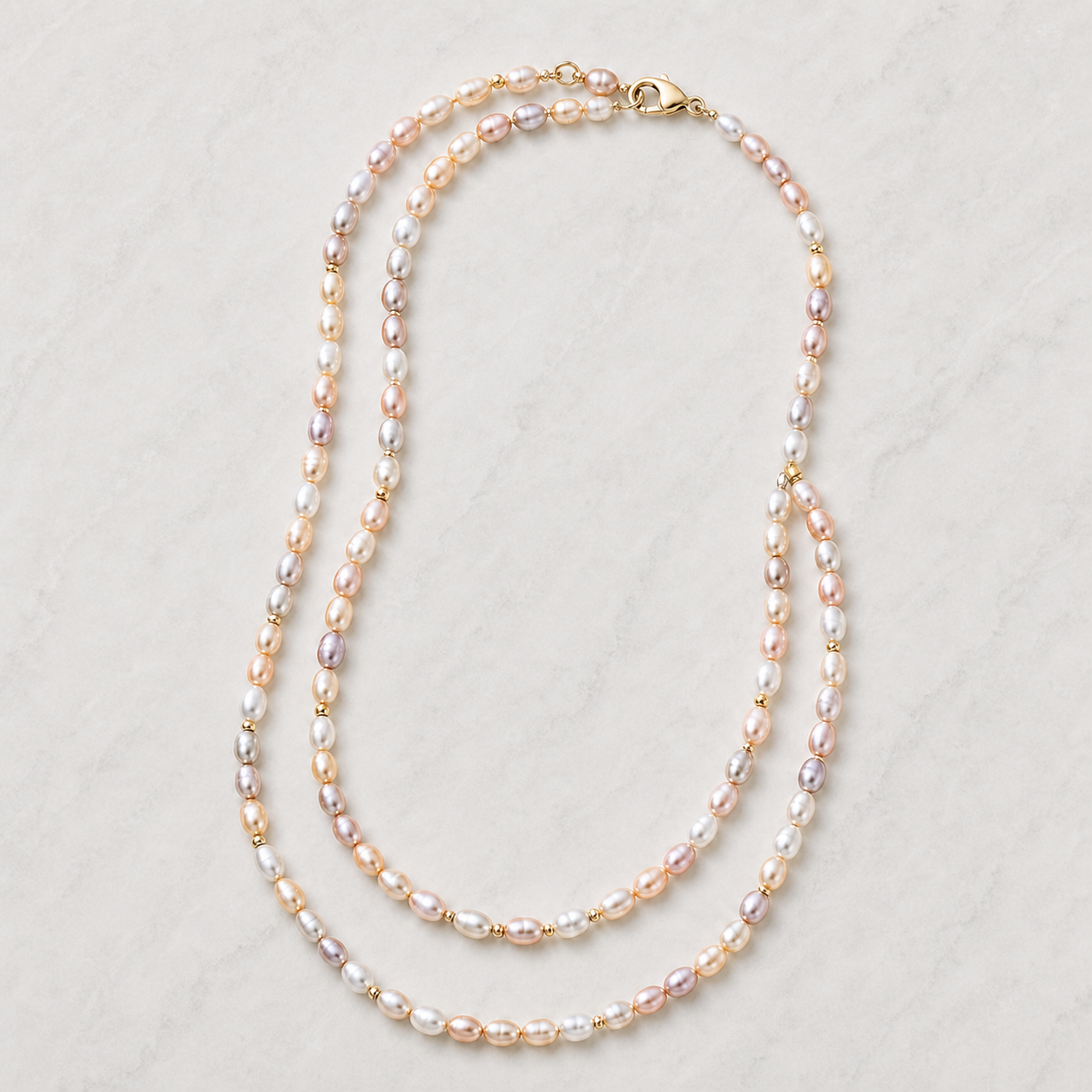 Pastel Rice Pearl Long Necklace
