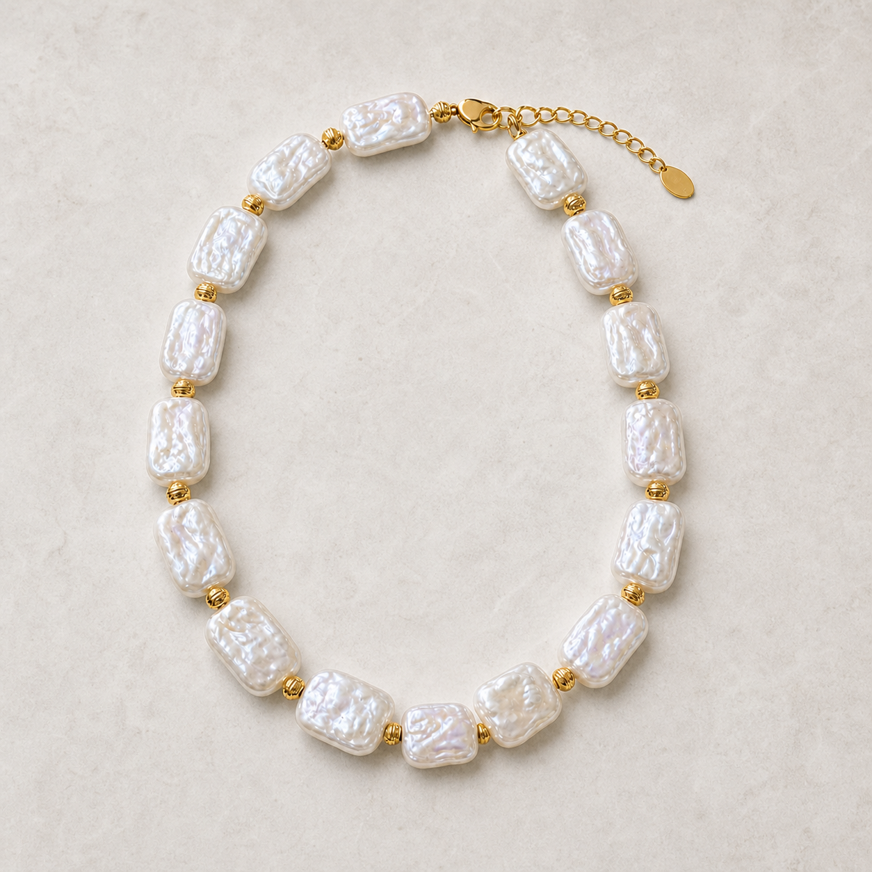 Rectangular Baroque Pearl Necklace
