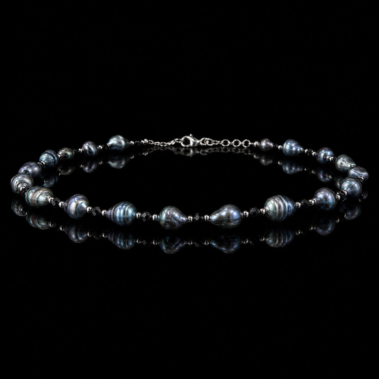 Blue Gray Baroque Pearl Necklace